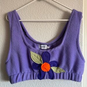 Karloo Large handmade purple flower fleece set